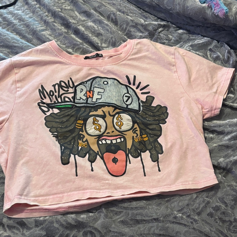 Pink Graphic Crop Top - Women's Trendy Streetwear